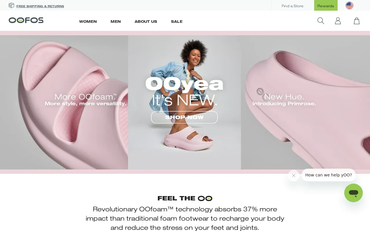 OOFOS Shopify e-commerce site by our SF web design experts.
